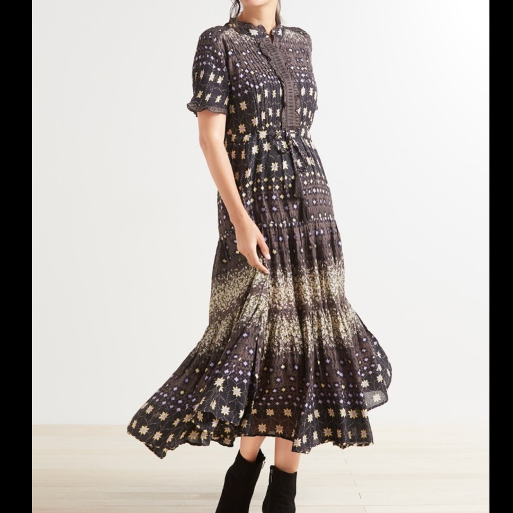Free People Black and Gold Star Maxi Dress